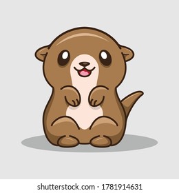 Cute Baby Otter Cartoon Design Vector