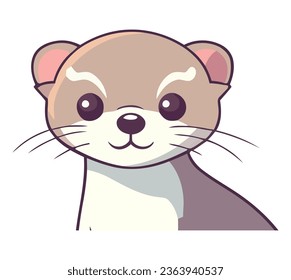 Cute baby otter design over white