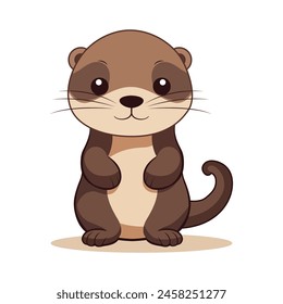 cute baby otter kawaii cartoon character vector illustration template design