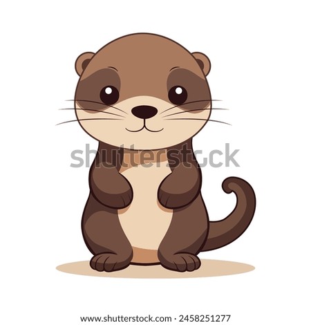 cute baby otter kawaii cartoon character vector illustration template design