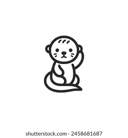 cute baby otter logo vector illustration template design