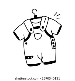 Cute baby overalls icon design, ready to use vector
