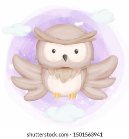 cute baby owl fly high