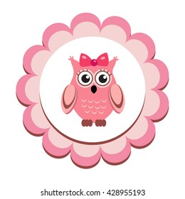 cute baby owl, baby owl, frame cute animal, cartoon owl vector illustration