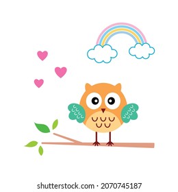 cute baby owl nursery cartoon vector