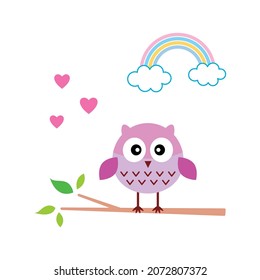cute baby owl nursery cartoon vector