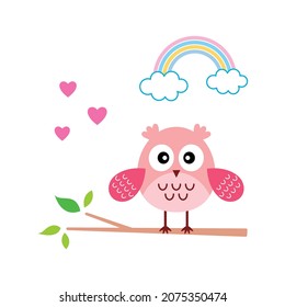 cute baby owl nursery cartoon vector