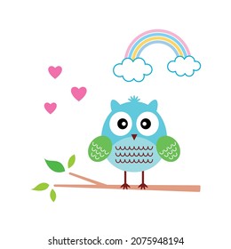 cute baby owl nursery cartoon vector