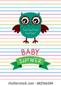 cute baby owl shower card