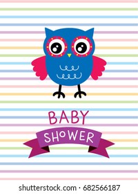 cute baby owl shower card