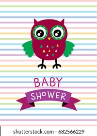 cute baby owl shower card