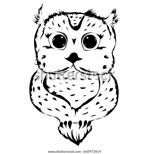 Cute Baby Owl Sketch Vector Illustration Stock Vector Royalty