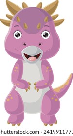 Cute baby pachycephalosaurus dinosaur cartoon