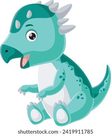 Cute baby pachycephalosaurus dinosaur cartoon