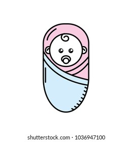 cute baby with pacifier design and blanket