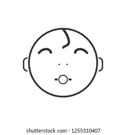Cute baby with pacifier. Icon Flat