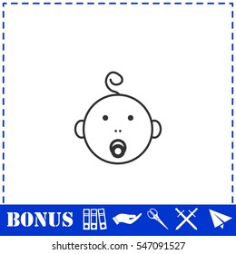 Cute baby with pacifier icon flat. Simple vector symbol and bonus icon