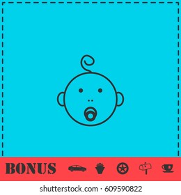 Cute baby with pacifier icon flat. Simple vector symbol and bonus icon