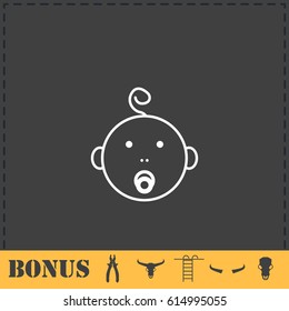 Cute baby with pacifier icon flat. Simple vector symbol and bonus icon