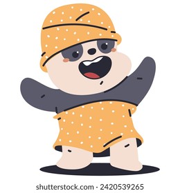 Cute baby panda after shower vector cartoon character illustration isolated on a white background.