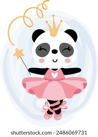 Lindo bebé panda bailarina con corona