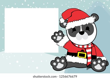cute baby panda bear cartoon xmas picture frame background card in vector format 