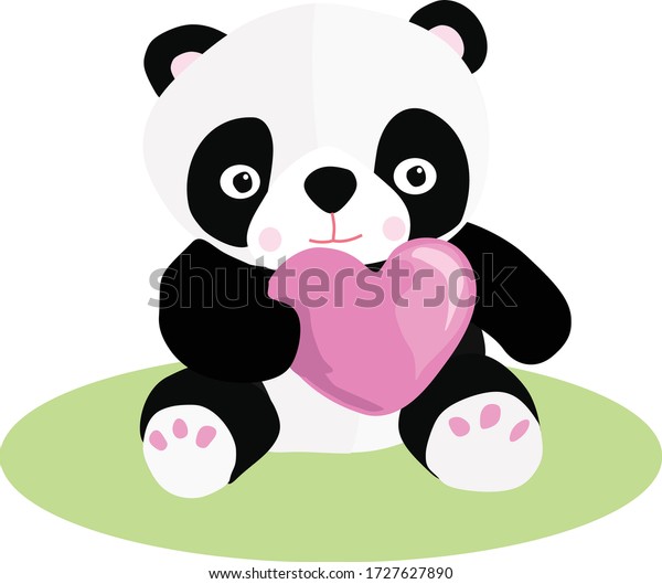Cute Baby Panda Bear Heart Drawing Stock Vector Royalty Free