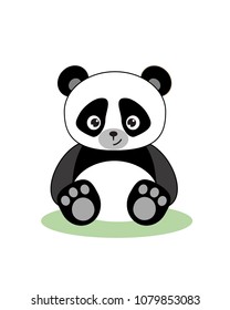 Cute baby panda bear on a white background. Vector illustration.