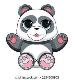Cute baby panda bear on a white background. Vector illustration.