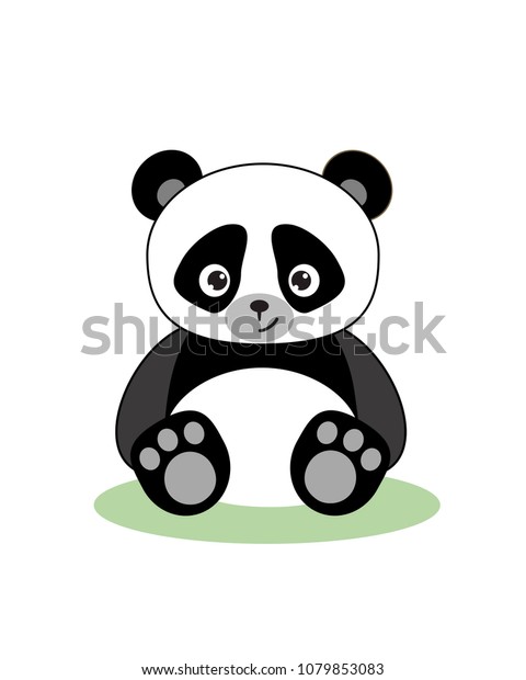 Cute Baby Panda Bear On White Stock Vector (Royalty Free) 1079853083