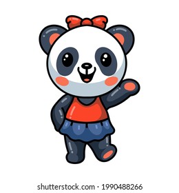 Cute baby panda cartoon ballerina