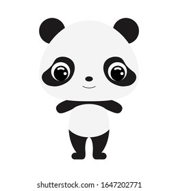 Cute baby panda. Cartoon character for decoration and design of the album, scrapbook, baby card and invitation. Wild animal. Flat vector stock illustration on white background