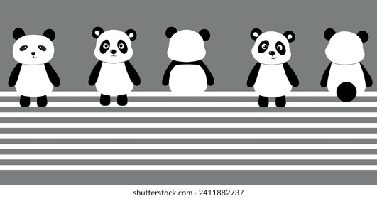 Cute Baby Panda Cartoon Illustrations Set Collections