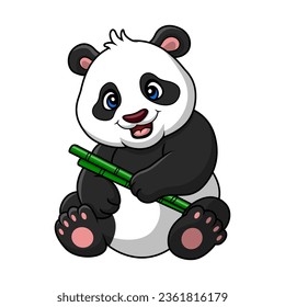 Cute baby panda cartoon on white background svg