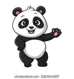 Cute baby panda cartoon on white background svg