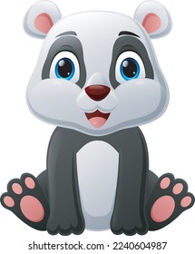 Cute baby panda cartoon sitting