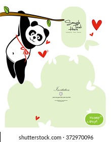 Cute Baby Panda climbing the tree vector design 