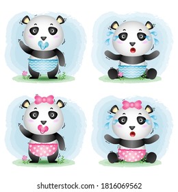 cute baby panda collection in the children's style