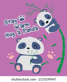 Cute Baby Panda Design Sweet Print Vector 