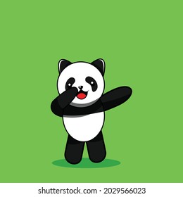 Cute baby panda doing dab challenge. Vector illustration