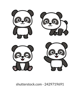Lindo bebé panda Doodle ilustración vectorial