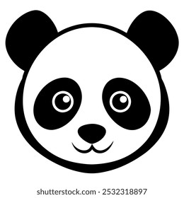 cute baby panda face silhouette on white background