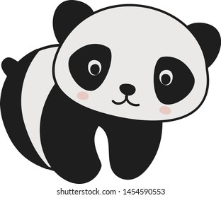 Cute baby panda, illustration, vector on white background.