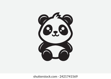 Cute baby panda mascot logo vector