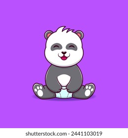 Cute baby panda is sitting