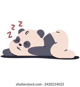 Cute baby panda sleeping vector cartoon character illustration isolated on a white background.