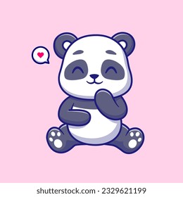 Cute Baby Panda Sonriente Ilustración Del Icono Del Vector De Caricaturas. Concepto de icono de la naturaleza animal Vector Premium aislado. Estilo de dibujo plano