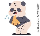 Cute baby panda sneeze vector cartoon character illustration isolated on a white background.
