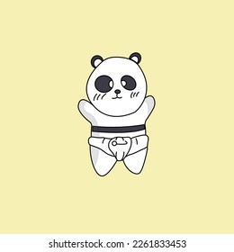 cute baby panda with style wearing baby diaper Cartoon Vector Icon Illustration.