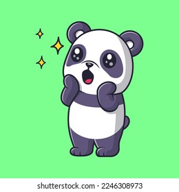 Cute Baby Panda Surprised Cartoon Vector Icon Illustration. Animal Nature Icon Concept Isolated Premium Vector. Flat Cartoon Style